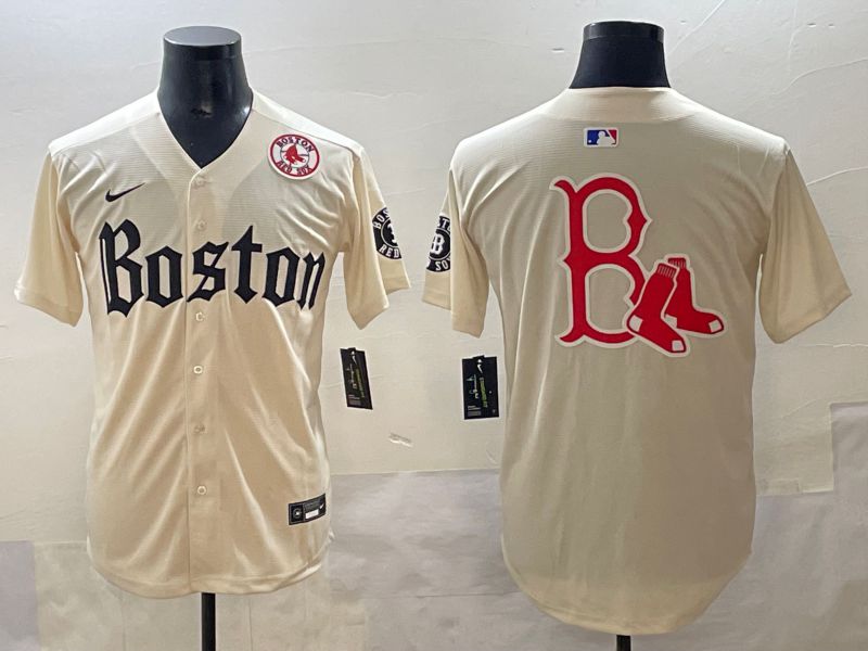 Men 2025 Boston Red Sox Blank Cream Five generations Joint Name Nike MLB Jersey style 7->boston red sox->MLB Jersey